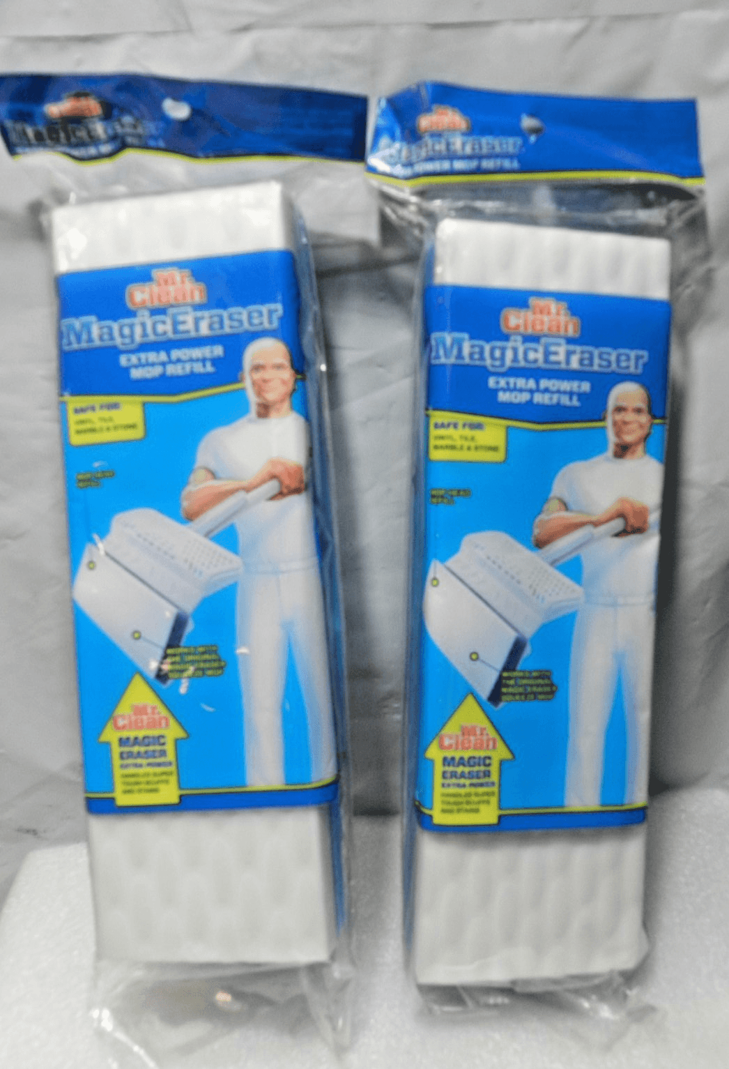 Lot of 2- Mr. Clean Magic Eraser Squeeze Mop Head Refill Genuine New (H41J)