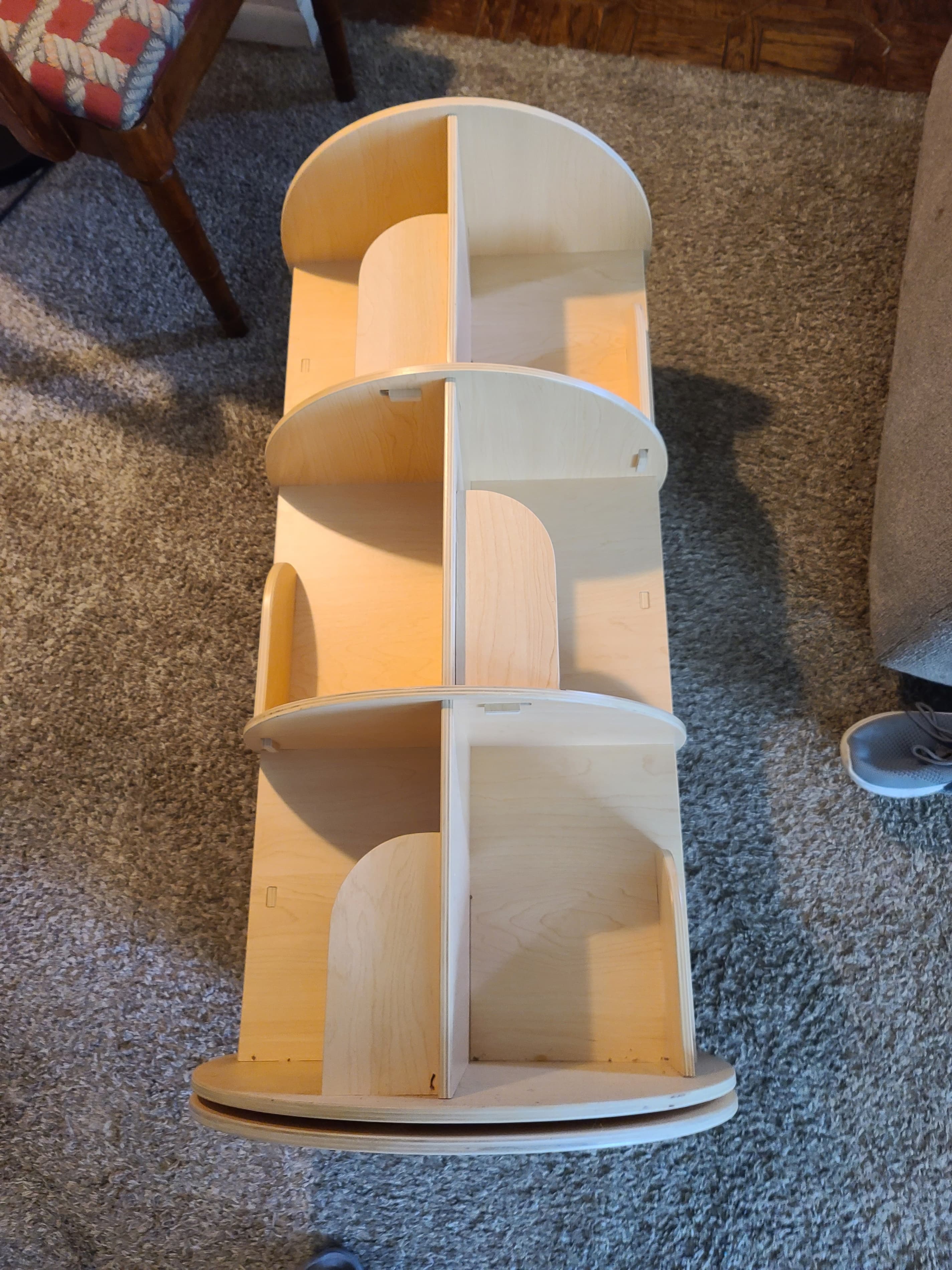 Wooden Rotating Bookshelf with 3 Tiers