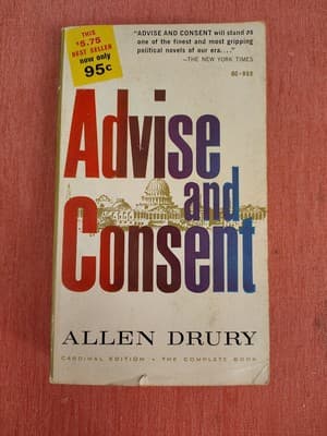 Advise And Consent By Allen Drury 1961 first printing, Cardinal edition complete