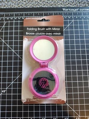 Basic Solutions Small Plastic Round Folding Brush w/ Mirror