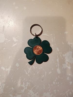 Lucky Penny Four Leaf Clover 3dPrinted Keychain Color Of Green May Vary On Stock