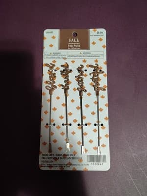 New! Fall Food Picks Toppers 4pc Thanksgiving 5in