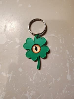 Lucky Eye And 4 Leaf Clover 3dPrinted Keychain ColorGreen May Vary Base On Stock