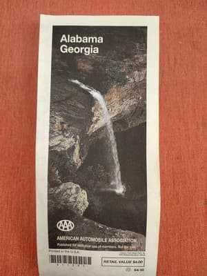 1995 AAA Alabama & Georgia Highway State Travel Road Map
