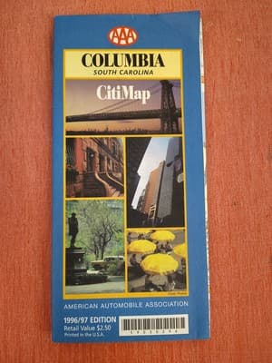 1996 AAA Columbia South Carolina City Map American Automotive Association