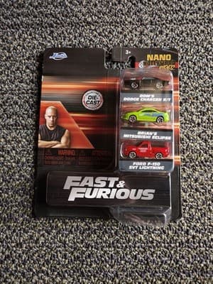 Jada NANO FAST & FURIOUS 3 PC SET NANO HOLLYWOOD RIDES DIECAST MODEL CARS 1:87