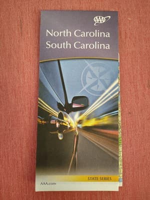 2019 AAA North & South Carolina State Highway Travel Road Map-Box 36