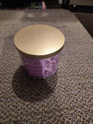 True Living Lavender Blooms 3 Wick Scented Glass Jar Candle 14 oz 397g Soy Blend