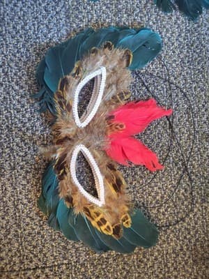 Vintage Mardi Gras Masquerade Mask Handmade Feathers