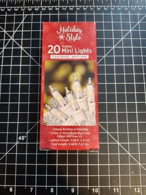 20ct Light Set String Miniature Clear Bulbs White Cord Christmas New