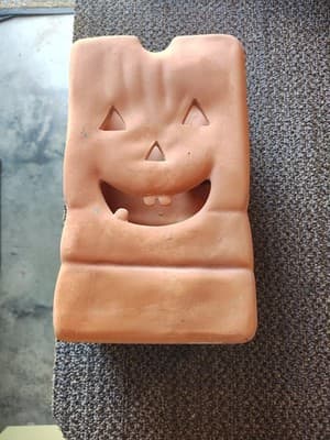 Terracotta Halloween Jack O Lantern 10" Luminaria Bag Shaped Tall Candle Holder