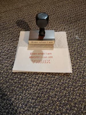 Vintage Personalized Wood Rubber Stamp "Even When I Am Angry I Can Still Think"