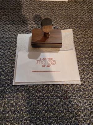Vintage Personalized Wooden Office Rubber Stamp "I Am The Boss Of My ____"
