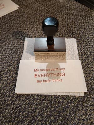 Vintage Personalized Wood Rubber Stamp "My Mouth Can't Say Everything My Brain"