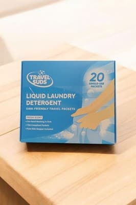 Travel Suds Liquid Laundry Detergent - TSA Compliant - Fresh Scent - 20 count