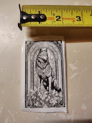 Wolf Stained Glass Black And Whit Sticker