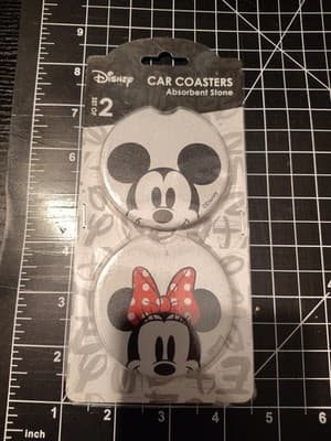 Disney Mickey Mouse and Minnie Mouse Ceramic Car Coasters - Fun Auto Coasters...