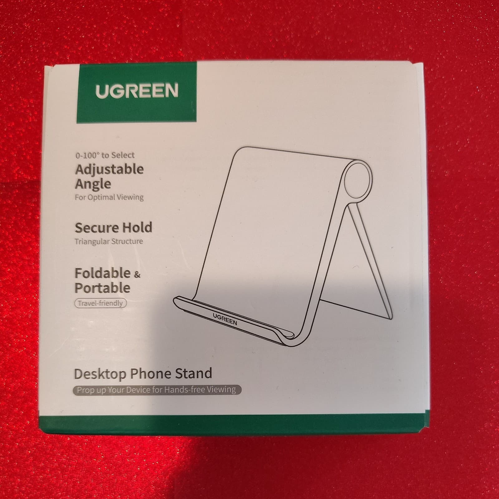 UGREEN Cell Phone Stand for Desk Holder Foldable Portable Black - FREE SHIPPING