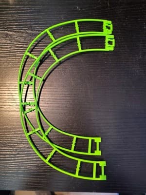 2 Micro Knex Track Fluorescent Green 180 Degree Curved Pieces - K'nex Parts