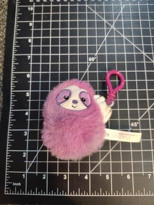 SLOTH PLUSH BACKPACK CLIP Pink Purple Tie-Dye GLITZY CLIPS Zipper Charm Keychain
