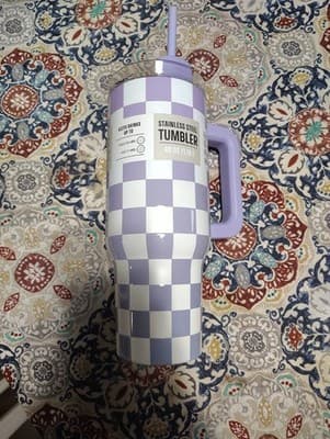 Purple 40 oz Checkerboard Tumbler Stainless Steal