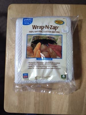 Wrap-N-Zap 100% natural cotton batting Microwavable 45" x 36" bowl cozy hot pads