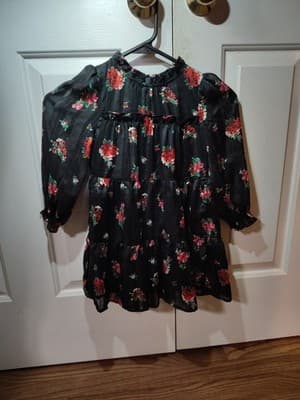 Cat & Jack Floral Dress Girls’ 4T Fall Autumn Long Sleeve 4 Tiered Woven