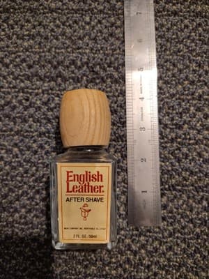 Vintage 1980's English Leather Cologne Empty Bottle Wooden Top With Label