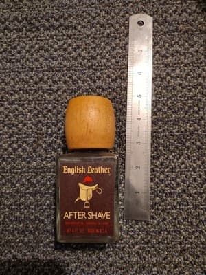 Vintage 1980's English Leather Cologne 4oz Empty Bottle Wooden Top With Label