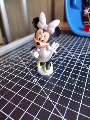 Disney Minnie Mouse Cake Topper Classic Purple Dress Yellow Dot Figure Toy Model