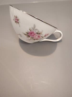 Vintage Harmony Mikuni China, White W/ Pink Roses Coffee Cup, Japan