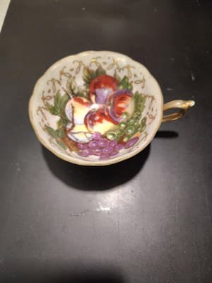 Vintage Iridescent Gold And Peach Colored Accent Tea Cup Japan Fruit