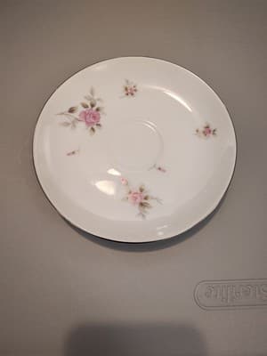 8 Vintage Harmony Mikuni China, White W/ Pink Roses Saucer, Japan