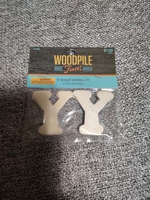 Hobby Lobby Woodpile 1.75” Wood Letters (4 Pieces Of Letter Y) Still Sealed New