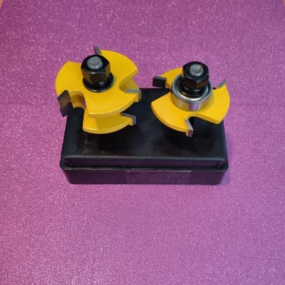 KOWOOD Pro Tongue and Groove Set of 2 Pieces 1/4 Inch Shank Router Bit Set - New
