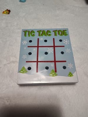 Excellent Condition Christmas-Themed Tic Tac Toe Game Board Only NO PIECES