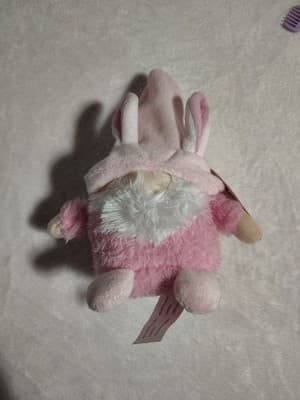 Fuzzy Friends Easter Plush Gnome with Bunny Ears - Pink/Pink, 7”