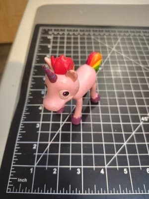 Vintage Y2K Unicorn Bendable Figurine Derpy Face Rainbow Mane