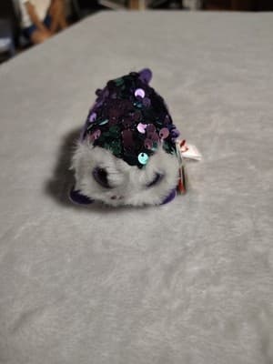 TY TEENY TY'S "MOONLIGHT" Purple Owl 5" Plush FLIPPABLES SEQUINS ~NEW WITH TAGS