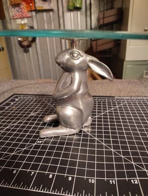 New Rabbit Bunny 9.5 In X 6.75 In. Pedestal Metal Cake Cheese Stand