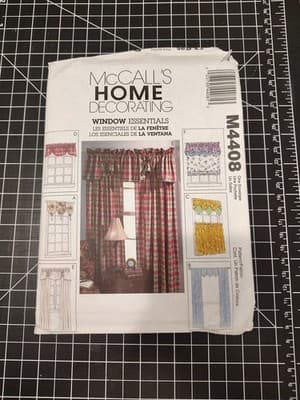 McCall’s Sewing Pattern Home Decorating Window Essentials Panels Valance Uncut