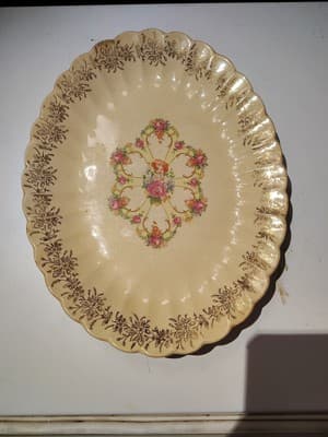 RARE FRANKLINWARE Oval Serving Platter Ivory 22K Vintage