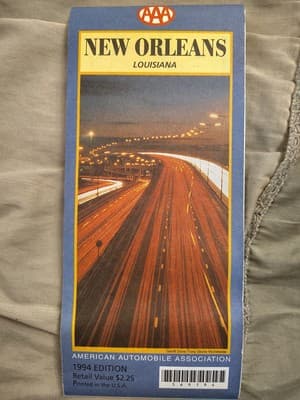 Large New Orleans AAA Fold-Out City Map, 68x98 cm, Street Index, 1994 Edition