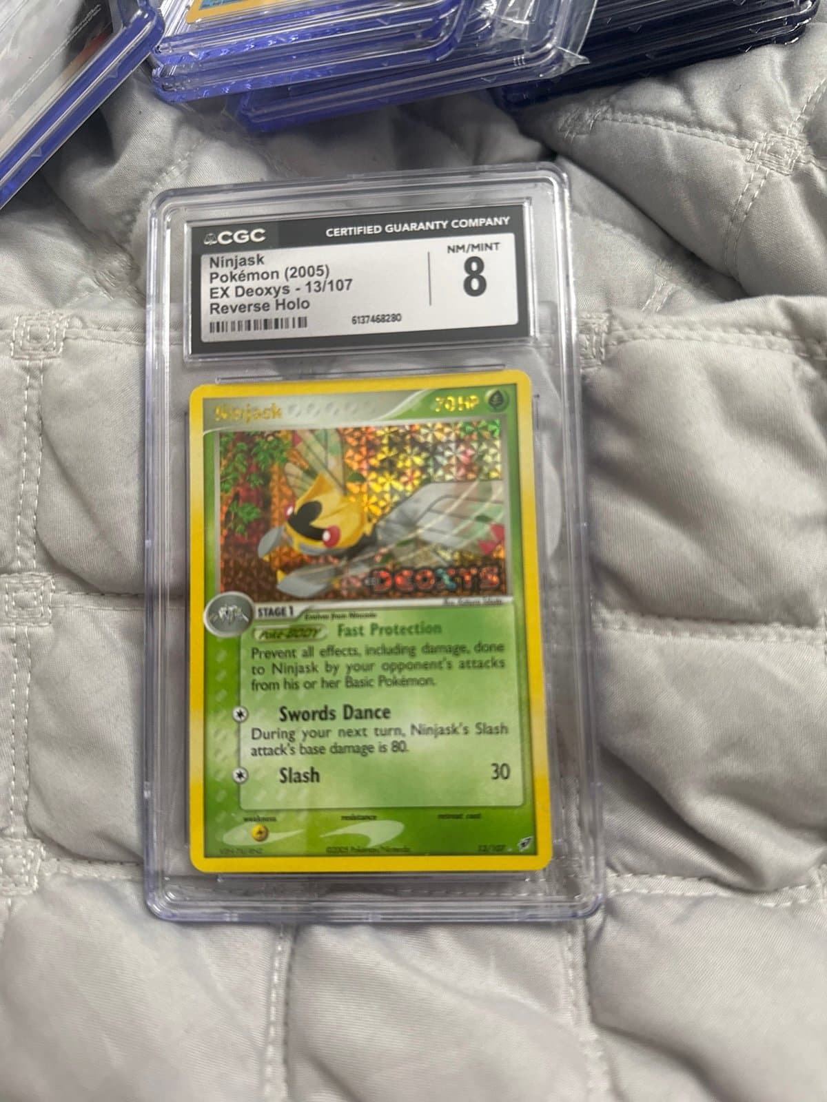 Ninjask CGC 8 ex Deoxys Stamped Reverse Holo 13/107 Pokemon 2005 vintage