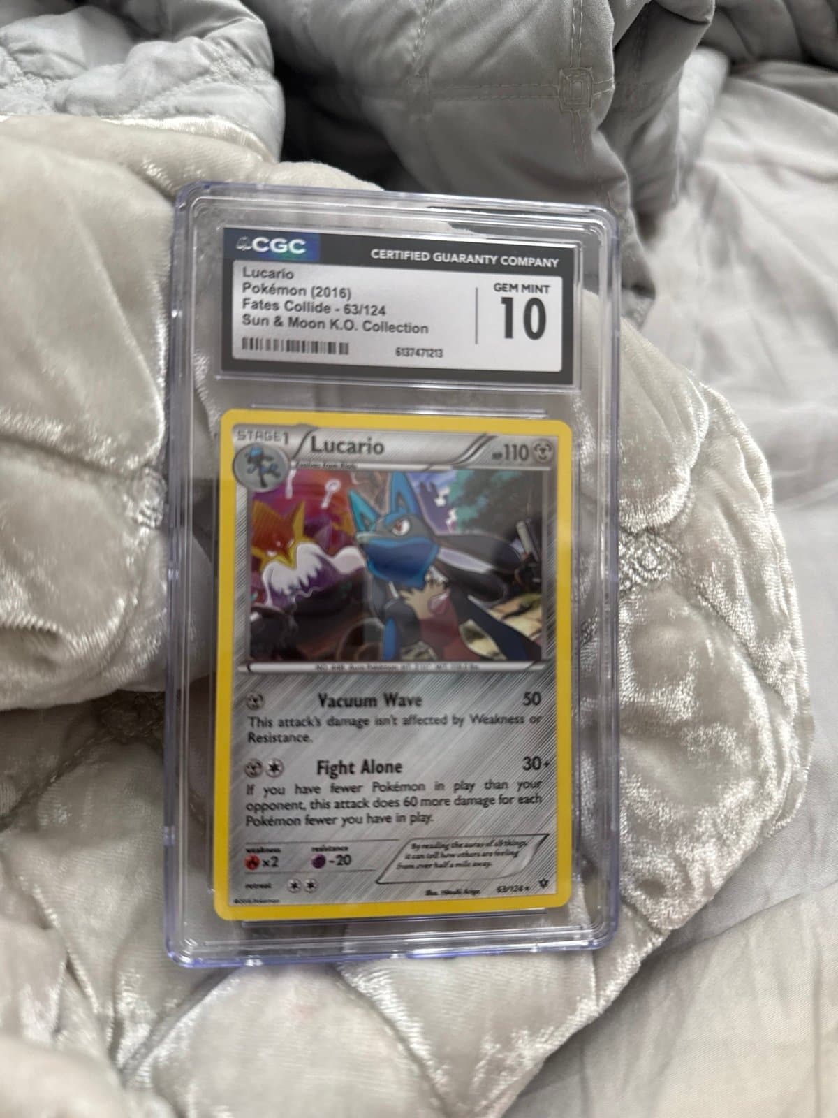 Lucario CGC 10 Fates Collide exclusive 63/124 Sun & Moon K.O Collection Pokemon