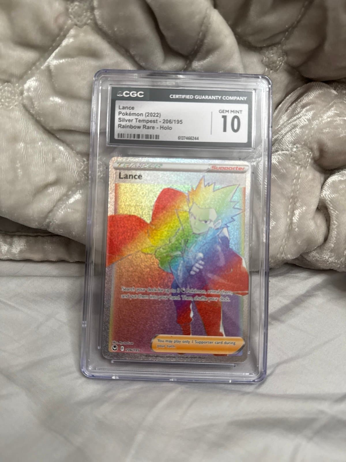 Lance CGC 10 Rainbow Rare Silver Tempest 206/195 Pokemon