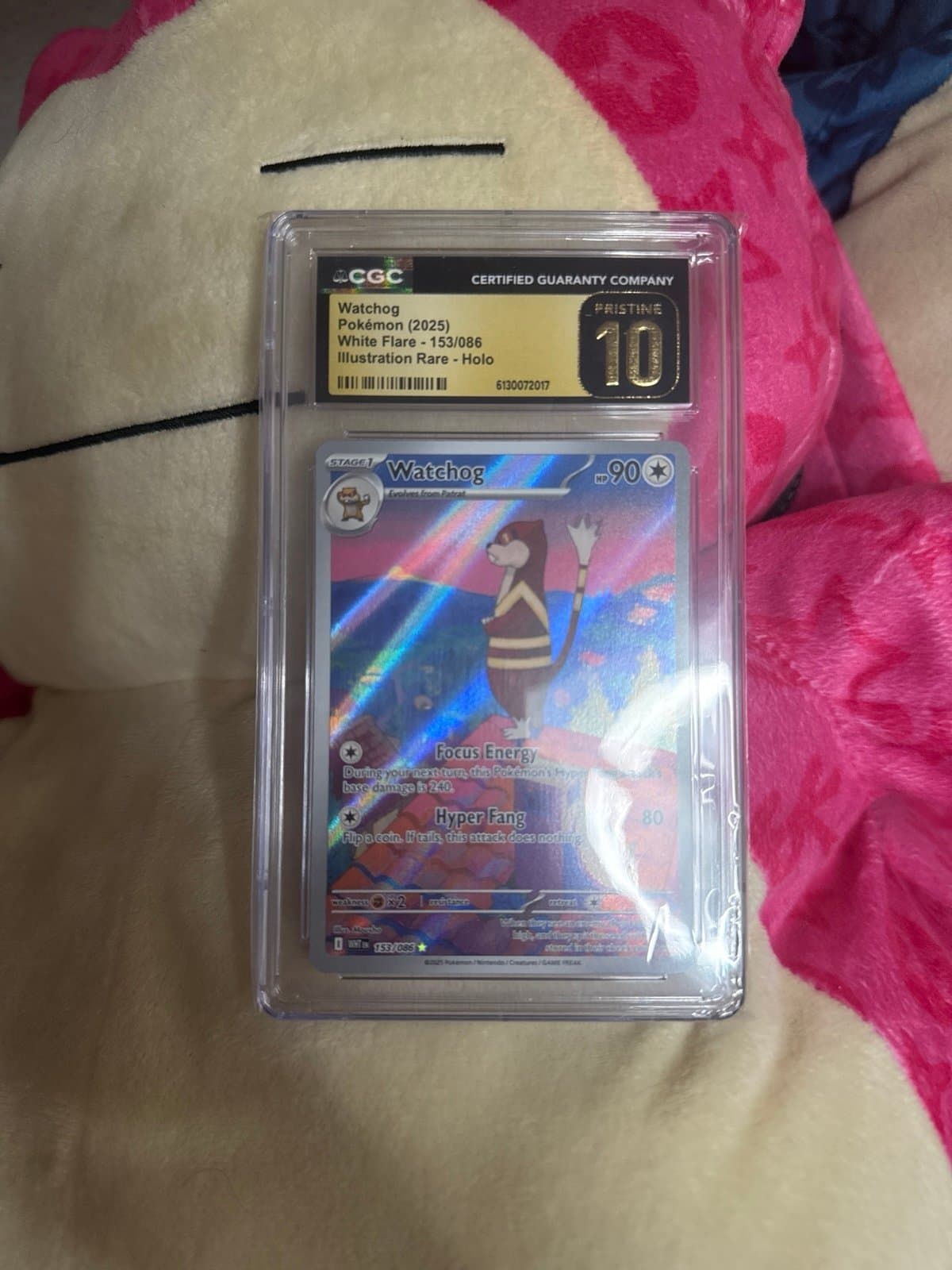 Watchog CGC PRISTINE ENGLISH WHITE FLARE POP 6 153/086 Pokemon