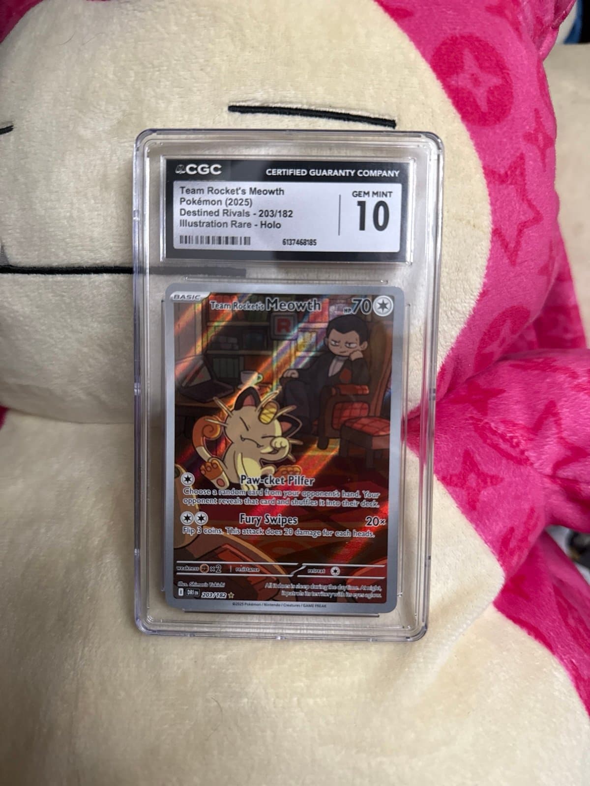 Meowth CGC 10 Destined Rivals Illustration Rare Art 203/182 English Pokemon