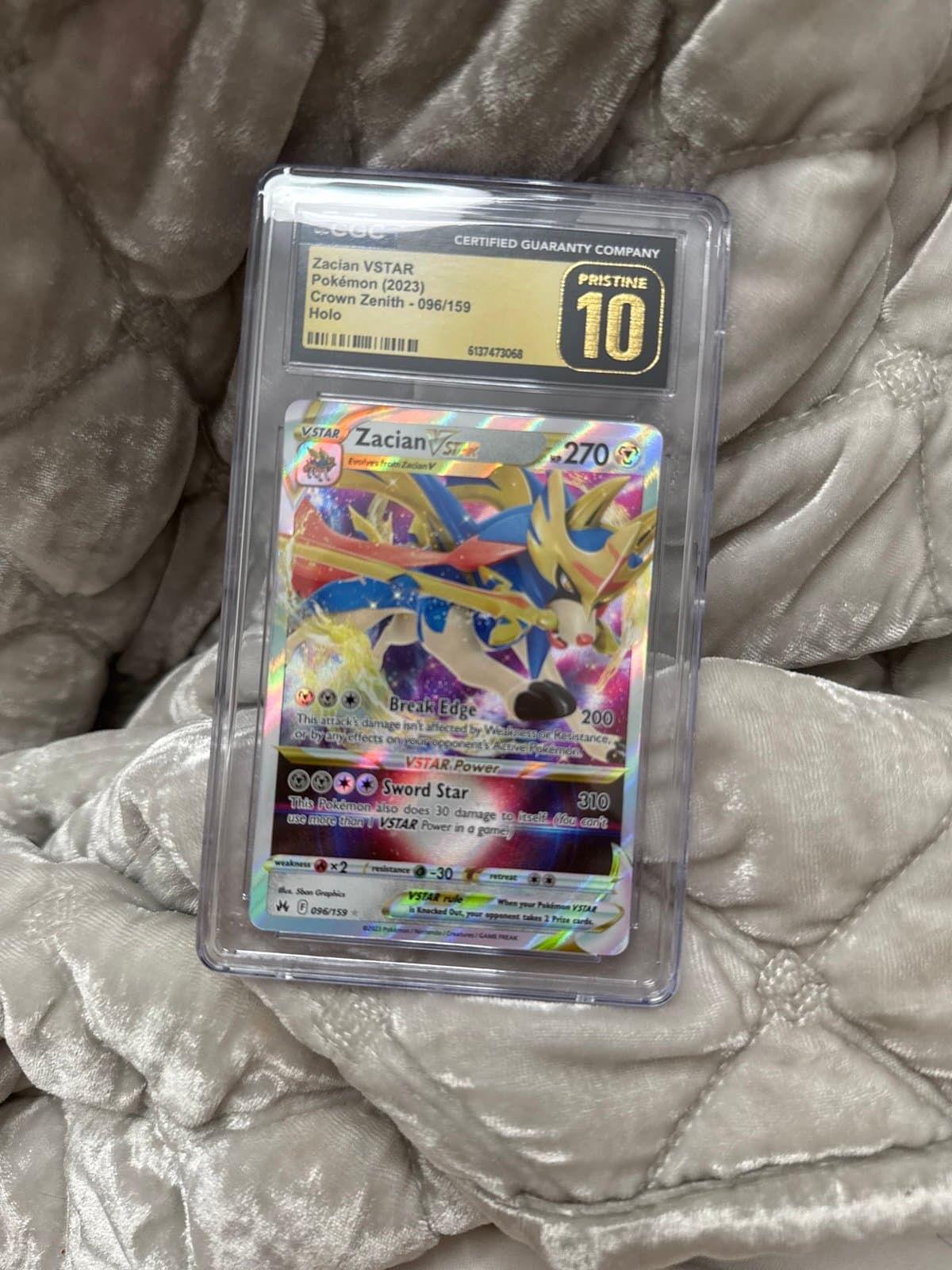 Zacian VSTAR CGC Pristine 096/159 Crown Zenith low pop