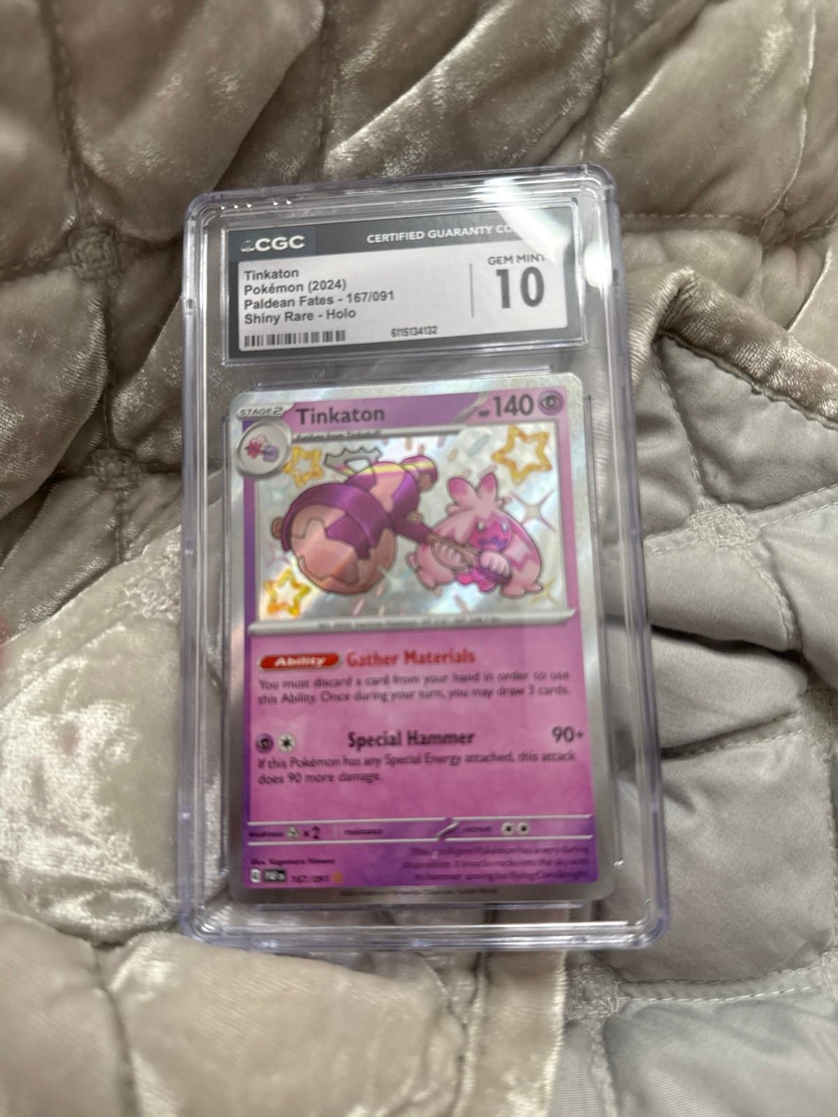 Tinkaton CGC 10 Paldean Fates Shiny Rare Baby Shiny 167/091 Pokemon